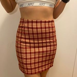 Red/orange plaid mini skort